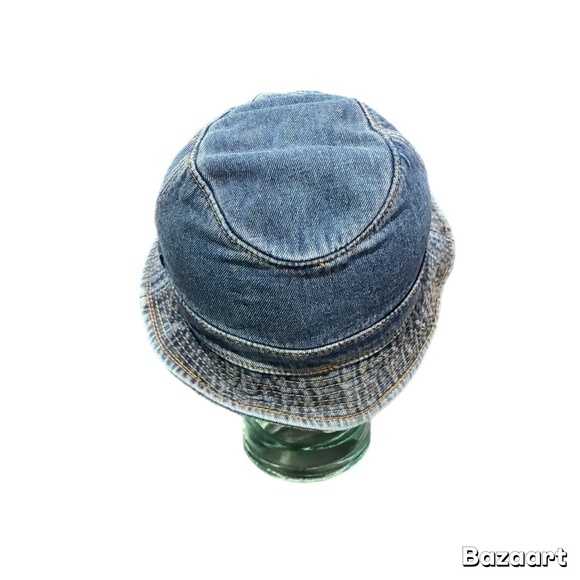 90s Classic Blue Denim Bucket Hat Cotton Mesh-Lined Hip-Hop Streetwear Sz Small - Picture 2 of 6